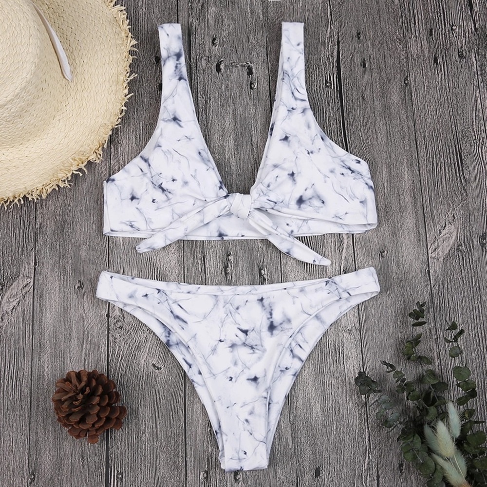 🆕 JULIET White Marble Knot Cheeky Bikini - Picture 6 of 6